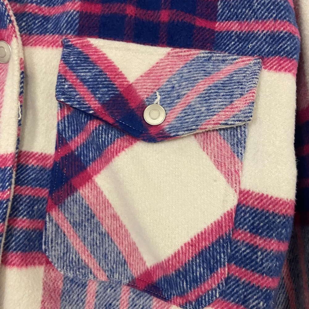 Ci Sono Women's Plaid Utility Jacket - Pink, Blue, and White - Picture 3 of 4